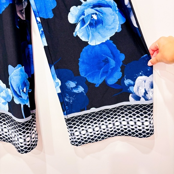 VENUS | Black & blue floral wrap jumpsuit | Soft drape style | Small * - Picture 9 of 9